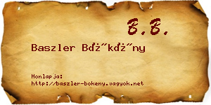 Baszler Bökény névjegykártya
